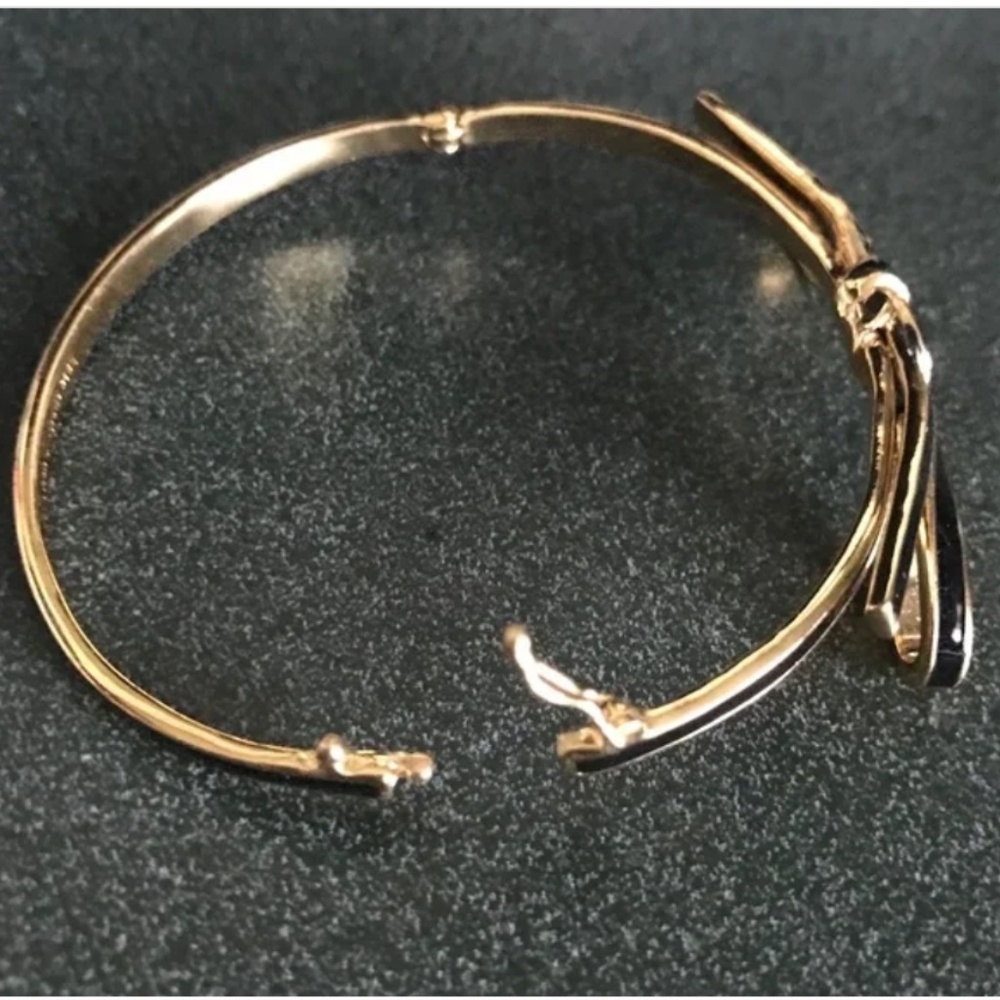 Kate Spade New York Skinny Mini Bow Gold-tone/Black Bangle Bracelet - Picture 5 of 10